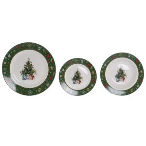 Set 18 Piatti Porcellana con Albero Natalizio 26 cm