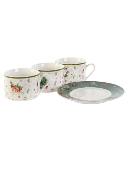 Set 6 Tazze Porcellana Decori Natalizi 200ml