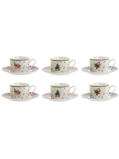 Set 6 Tazze Porcellana Decori Natalizi 200ml