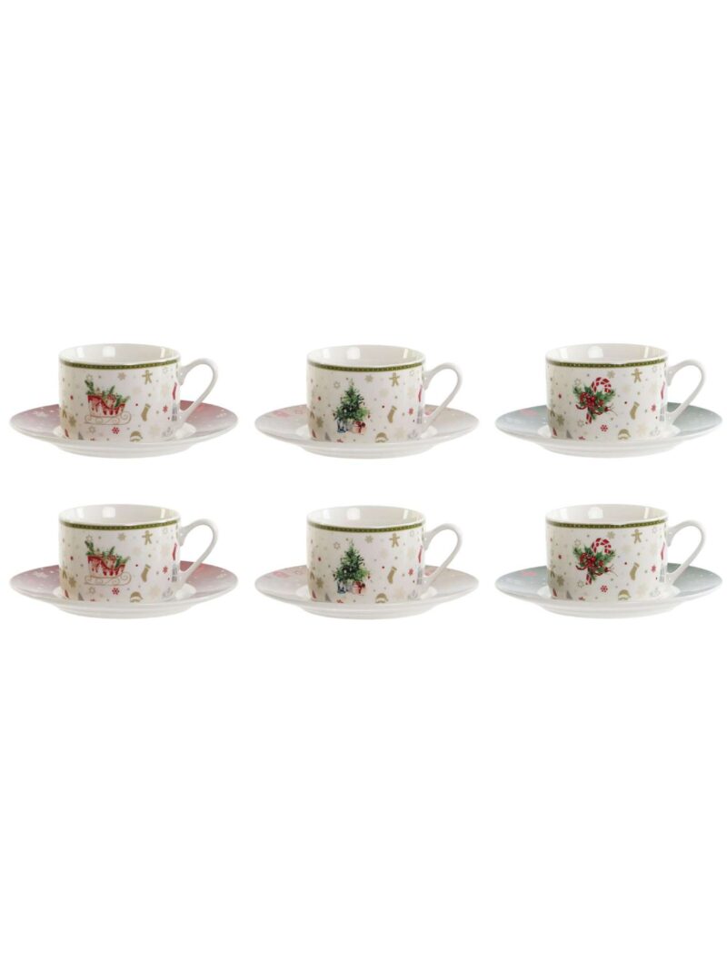 Set 6 Tazze Porcellana Decori Natalizi 200Ml