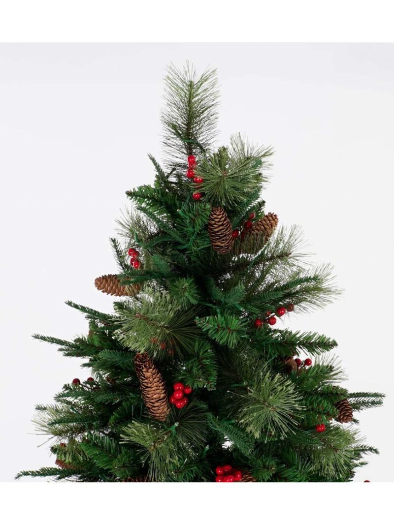 Albero Di Natale Verde Con Luci Led E Pigne H210 Cm