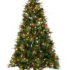 Albero Di Natale Verde Con Luci Led E Pigne H210 Cm