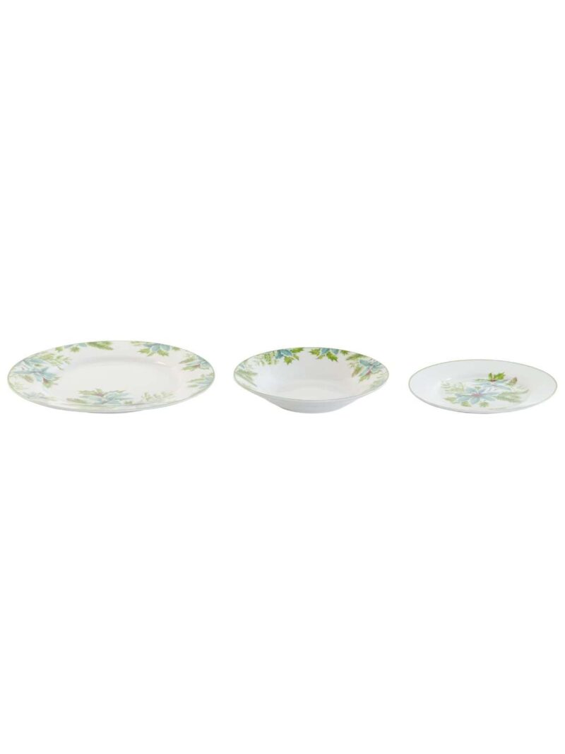 Set 18 Piatti Porcellana Con Decori Natalizi Verde