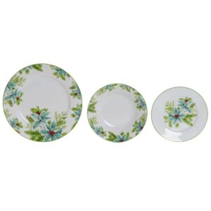 Set 18 Piatti Porcellana con Decori Natalizi Verde