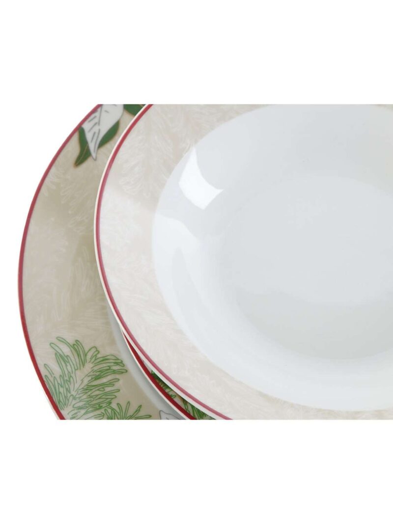 Set 18 Piatti Porcellana Con Decori Natalizi 27Cm