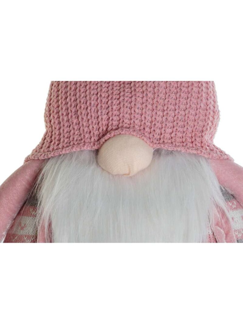 Figura Gnomo Allungabile Con Barba Bianca E Vestito Rosa