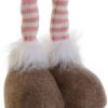 Figura Gnomo Allungabile Con Barba Bianca E Vestito Rosa