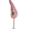 Figura Gnomo Allungabile Con Barba Bianca E Vestito Rosa