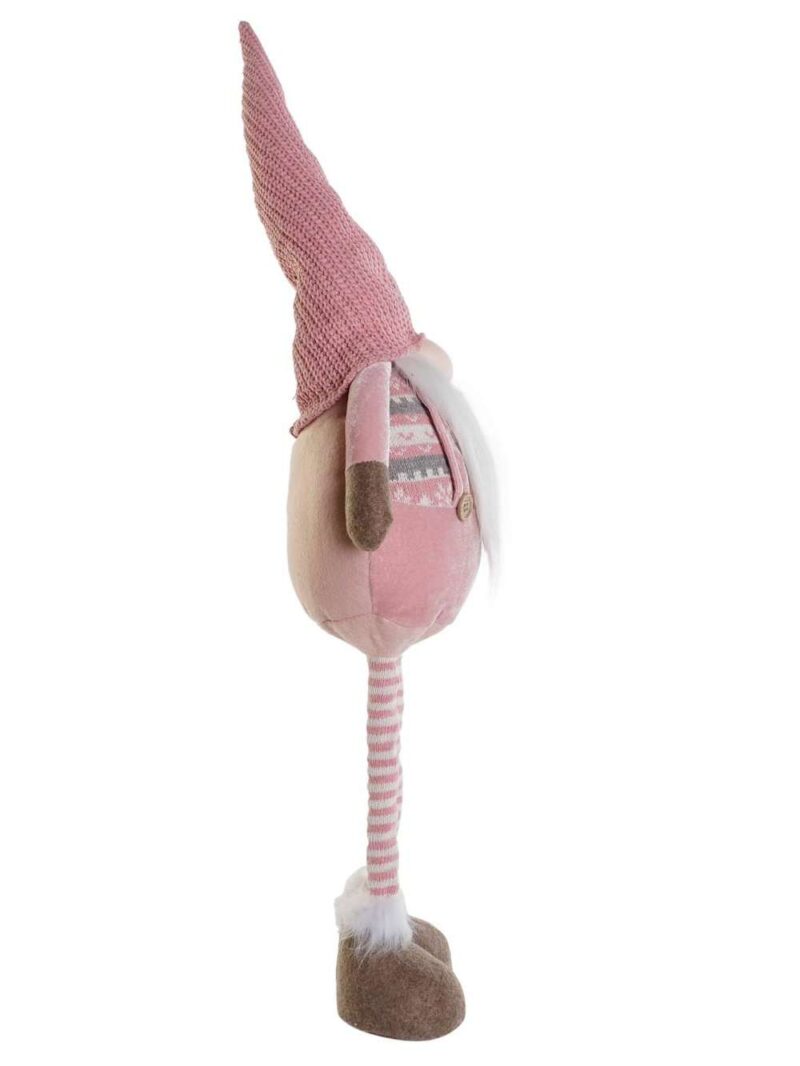 Figura Gnomo Allungabile Con Barba Bianca E Vestito Rosa
