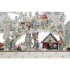Casetta Paesaggio Natalizio In Legno Naturale Con Led Multicolore