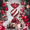 Bon Bon In Vetro Per Albero Di Natale Bianco Rosso