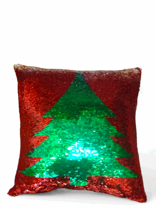 Cuscino Albero di Natale in Paillettes 45x45x15