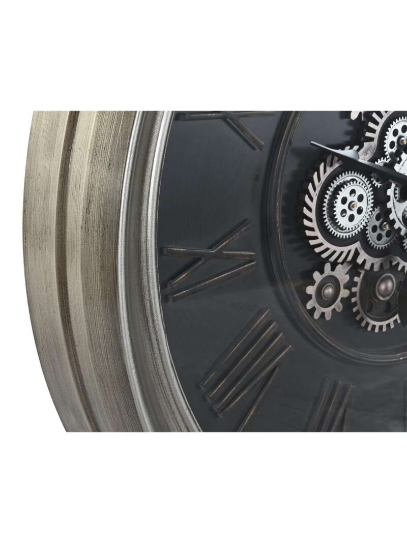 Grande Orologio Da Parete Con Ingranaggi A Vista In Metallo E Vetro