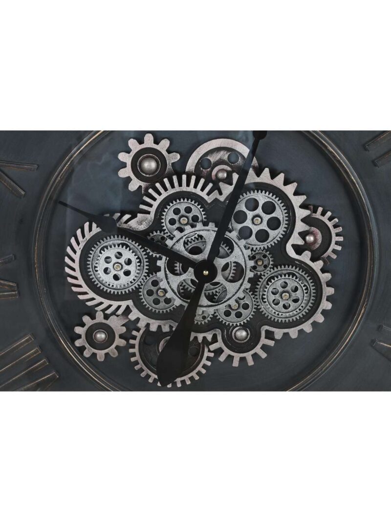 Grande Orologio Da Parete Con Ingranaggi A Vista In Metallo E Vetro