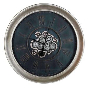 Grande Orologio da Parete con ingranaggi a Vista in Metallo e Vetro