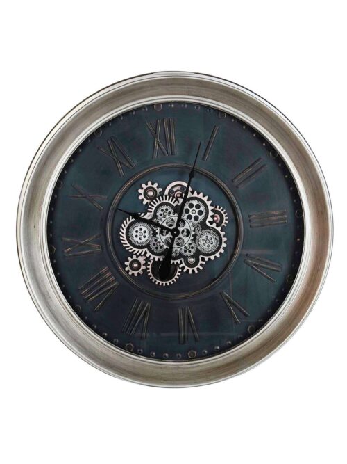 Grande Orologio da Parete con ingranaggi a Vista in Metallo e Vetro