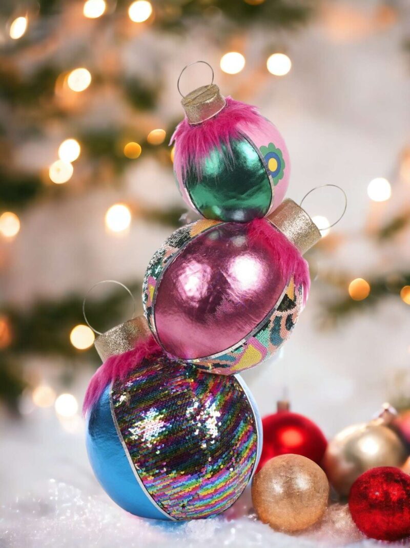Palle Albero Di Natale In Tessuto Multicolor Da Terra