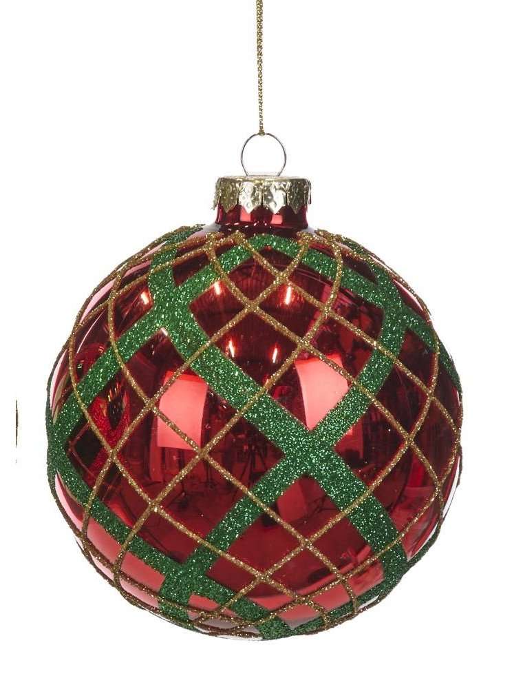 Palla In Vetro Per Albero Di Natale Verde Rosso Oro 10Cm
