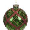 Palla In Vetro Per Albero Di Natale Verde Rosso Oro 10Cm