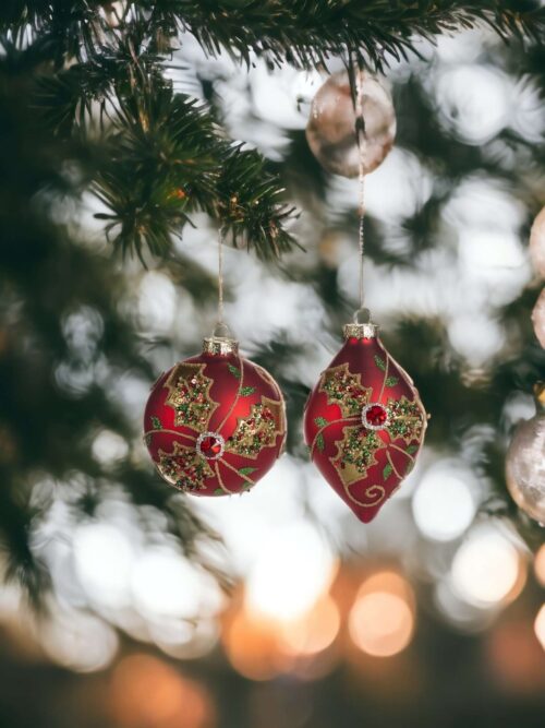 Raffinata Palla in Vetro Rossa per Albero di Natale 12cm