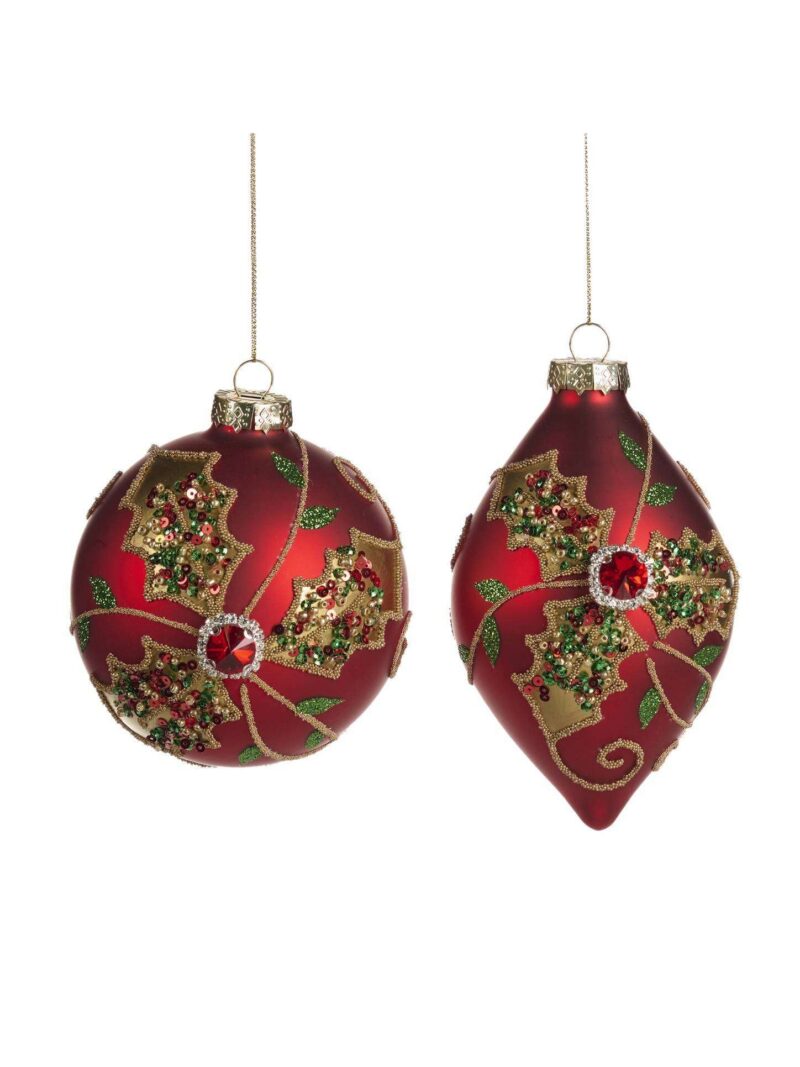 Raffinata Palla In Vetro Rossa Per Albero Di Natale 12Cm