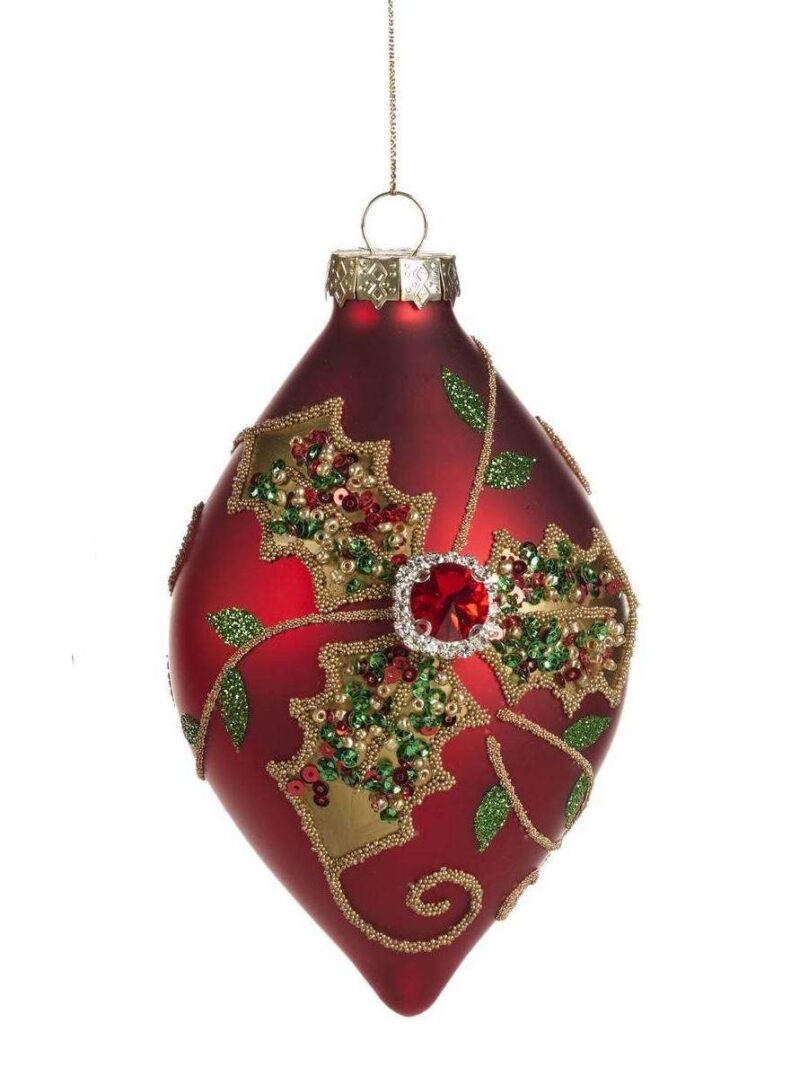 Raffinata Palla In Vetro Rossa Per Albero Di Natale 12Cm