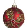 Raffinata Palla In Vetro Rossa Per Albero Di Natale 12Cm