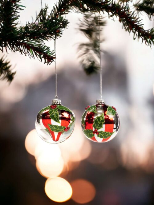 Raffinata Palla in Vetro per Albero di Natale 12cm