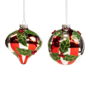 Raffinata Palla in Vetro per Albero di Natale 12cm