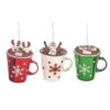 Tazza Decorazione Per Albero Natale Rosso Verde Bianco