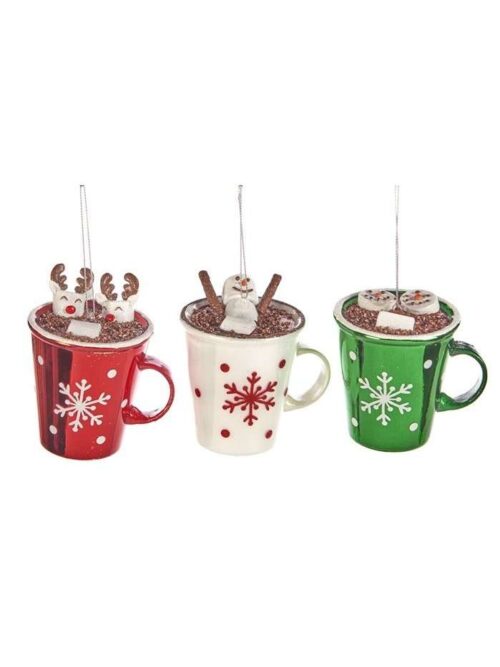 Tazza Decorazione per Albero Natale Rosso Verde Bianco