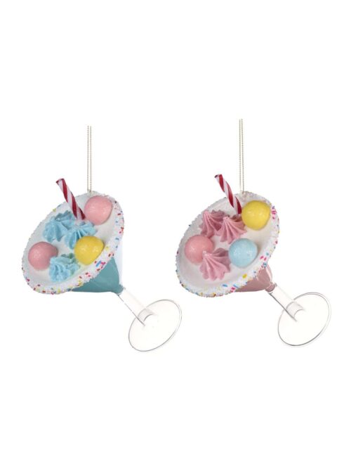 Decorazione Natalizia a Forma di Cocktail e Caramelle h16 cm
