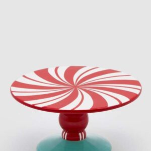 Alzata Candycane Bianco Rosso in Ceramica