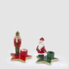 Portacandela Stella in Ceramica Babbo Natale Schiaccianoci