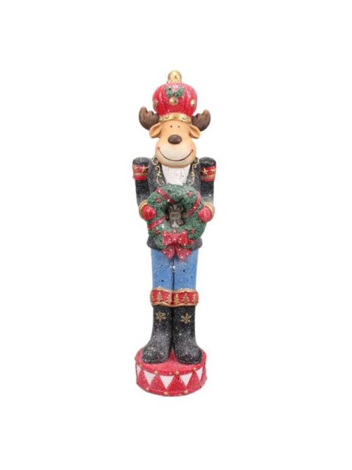 Decorazione Statuetta Cervo in Poliresina h66 cm Rosso e Verde
