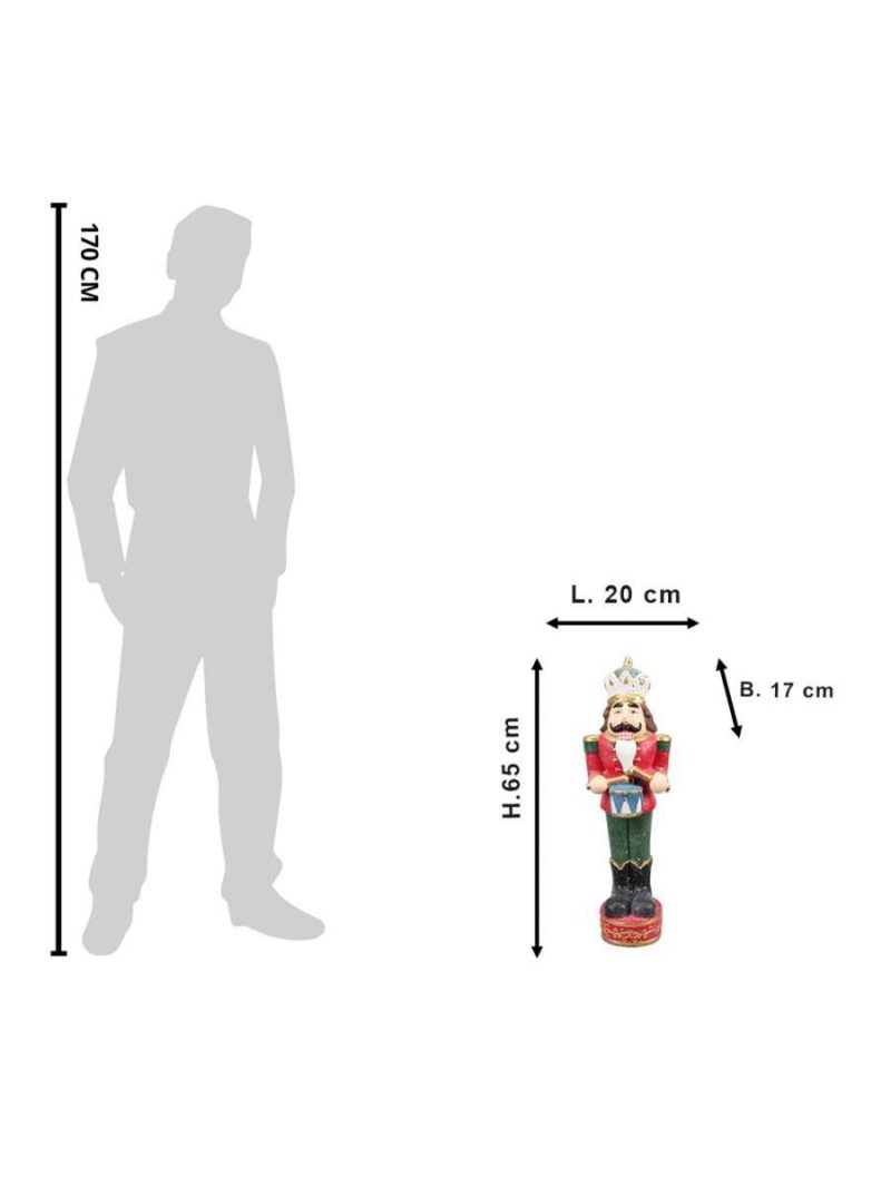 Decorazione Statuetta Schiaccianoci 65 Cm Verde Rosso