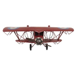 Portabottiglie Aereo Vintage in Ferro Rosso 75x23x25 cm