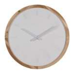 Orologio da Parete Bianco con Bordo in Legno Naturale