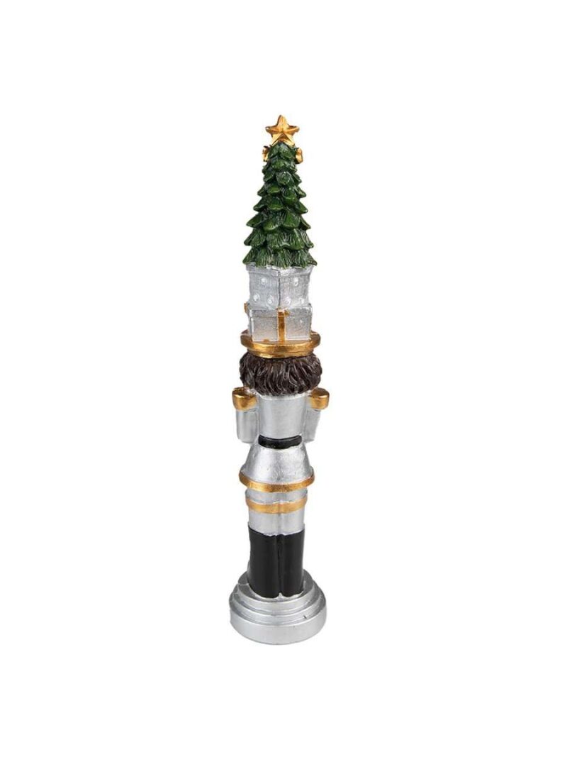 Decorazione Statuetta Schiaccianoci Argento H25 Cm