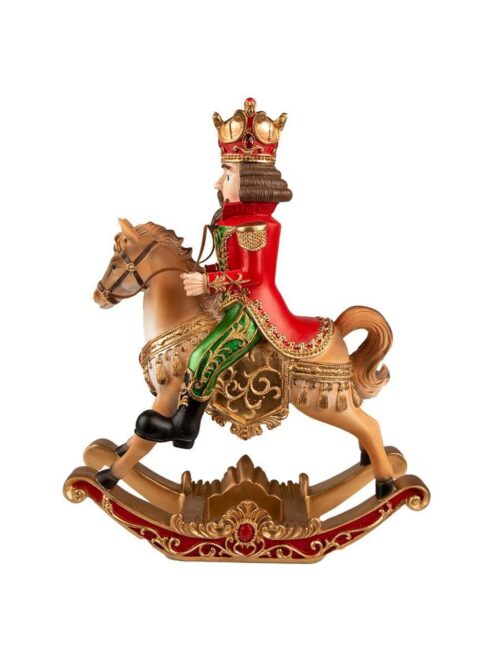 Statuetta Schiaccianoci su Cavallo a Dondolo h 39