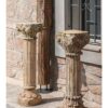 Colonna In Legno Naturale Riciclato Intagliata H114 Cm