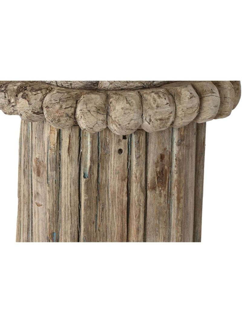 Colonna In Legno Naturale Riciclato Intagliata H114 Cm