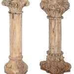Colonna in Legno Naturale Riciclato Intagliata h114 cm