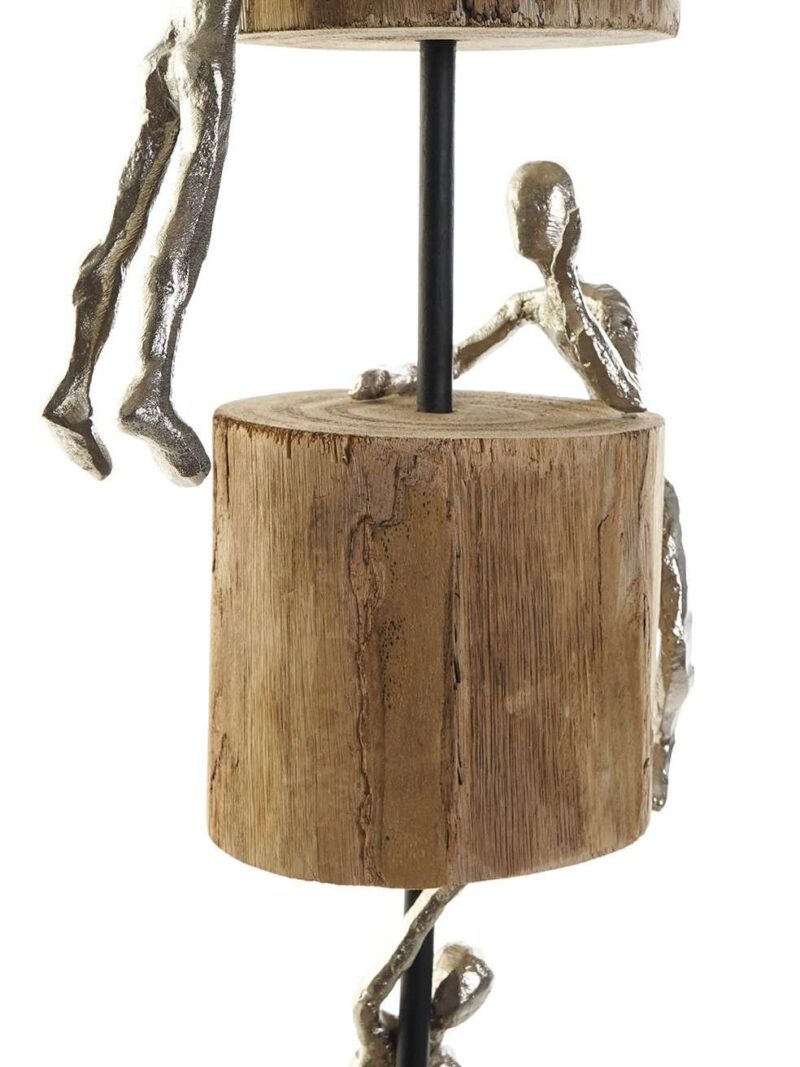 Decorazione Figura Legno Di Mango Con Scalatori In Alluminio