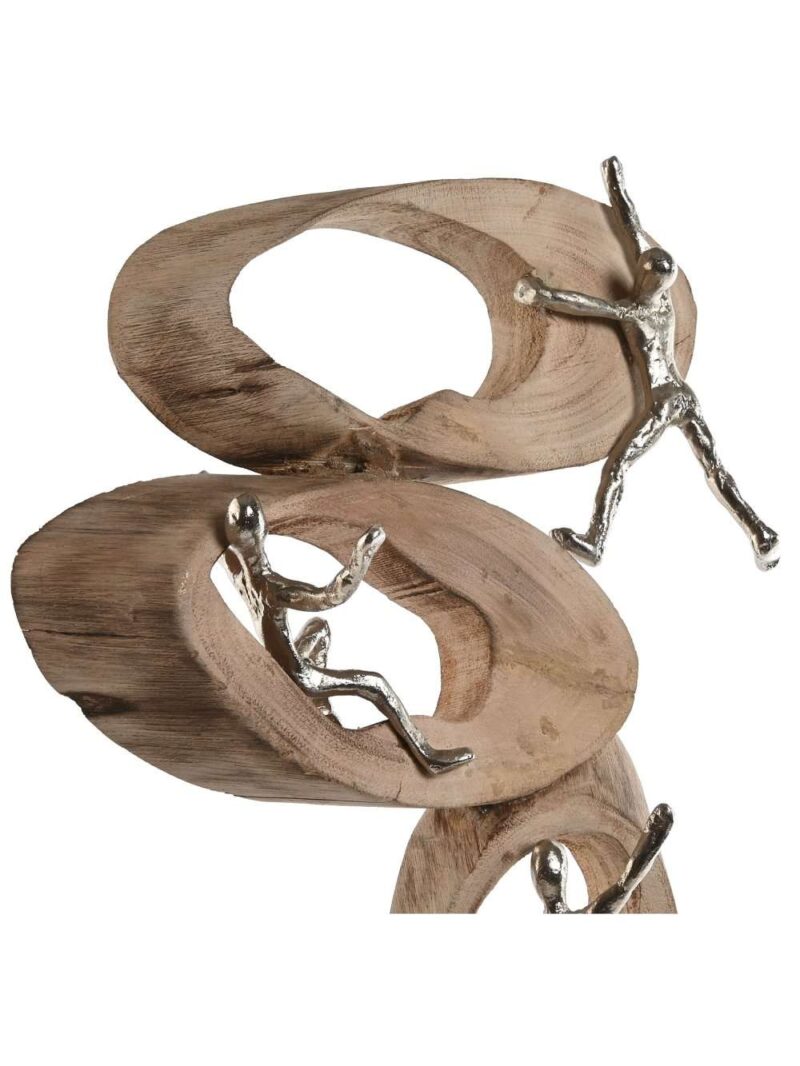 Figura In 5 Anelli In Legno Naturale Di Mango Con Figure In Alluminio
