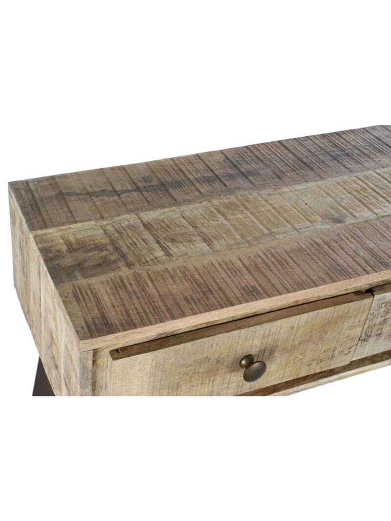 Consolle In Legno Di Mango Su Struttura In Acciaio Nero Con 3 Cassetti