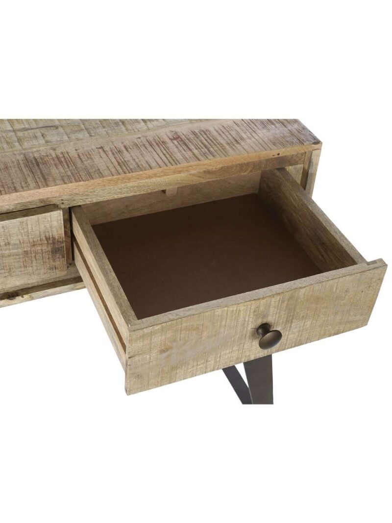 Consolle In Legno Di Mango Su Struttura In Acciaio Nero Con 3 Cassetti