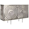 Buffet In Legno Di Mango Intagliato Con Finitura Metallizzata Champagne