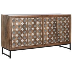 Buffet in Mango Intagliato e Intarsiato con Specchi