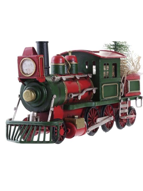 Locomotiva Natalizia in Metallo con Albero di Natale
